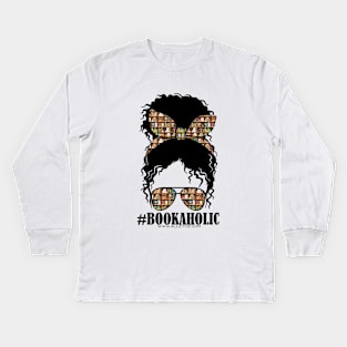 Bookaholic Curly Hair Kids Long Sleeve T-Shirt